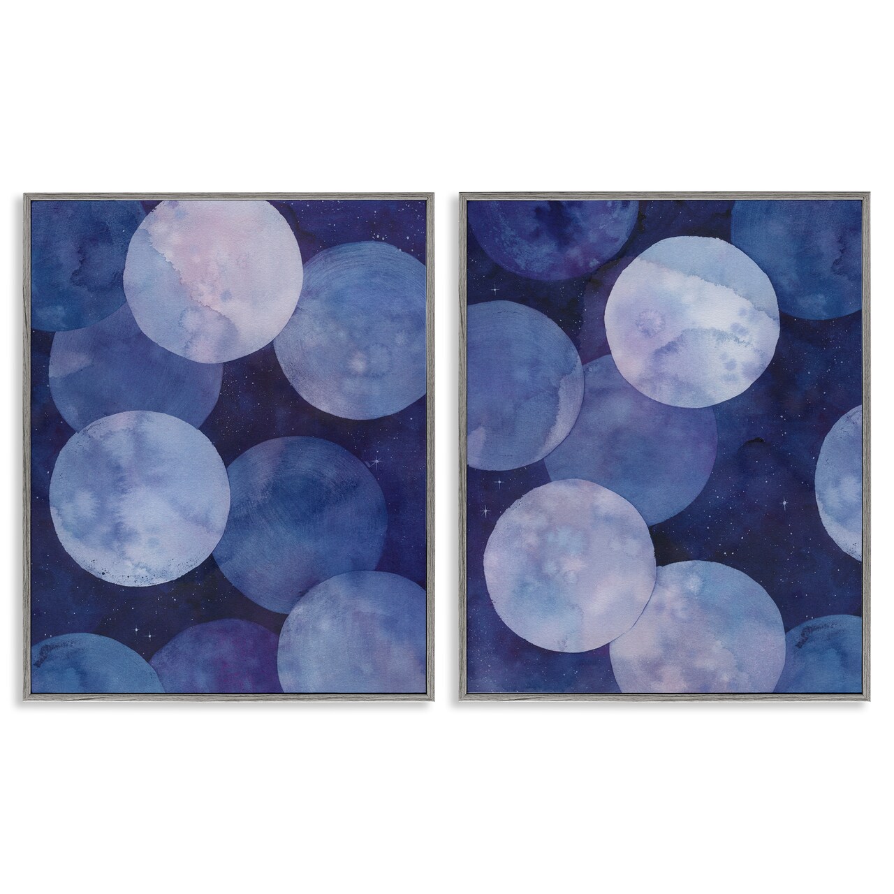 Stupell Industries Abstract Blue Purple Circle Bubbles 2 pc Framed Giclee Wall Art Set Design by Grace Popp